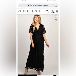 Black pink blush long lace maternity dress size M